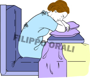 Paziente in posizione ortopnoica seduta