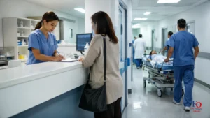 alternativo immagine: OSS e personale sanitario durante il triage in pronto soccorso