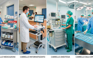 Carrelli ospedalieri: medicazioni, informatica, anestesia e sala operatoria