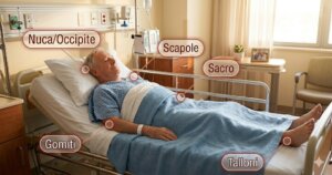 oss utilizza ausili antidecubito per prevenire lesioni da pressione in paziente allettato
