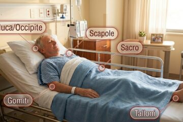 oss utilizza ausili antidecubito per prevenire lesioni da pressione in paziente allettato