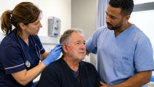 otorragia con sangue dall’orecchio e osservazione sanitaria