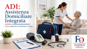 Operatore Socio-Sanitario che assiste una persona fragile a domicilio nel servizio ADI