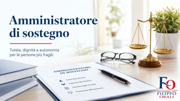 OSS che assiste una persona fragile con familiare e amministratore di sostegno