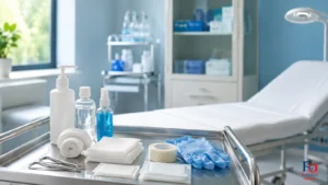 materiale sterile per medicazione delle ferite in ambiente sanitario