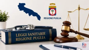leggi sanitarie della regione puglia con ospedale, personale sanitario e simboli istituzionali regionali