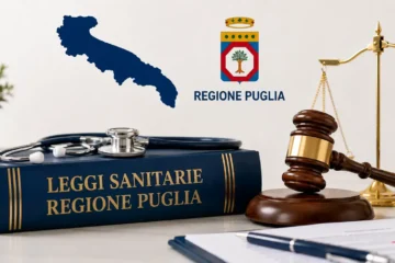 leggi sanitarie della regione puglia con ospedale, personale sanitario e simboli istituzionali regionali