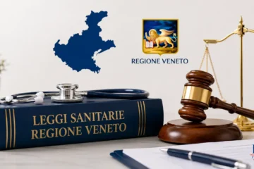 leggi sanitarie della regione veneto con ospedale, personale sanitario e simboli istituzionali regionali