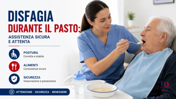 OSS assiste paziente con disfagia durante il pasto