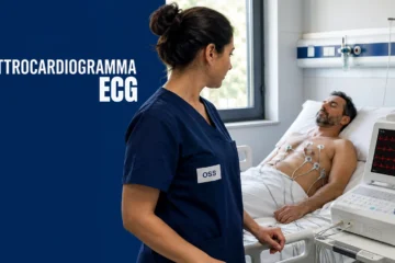 elettrocardiogramma con tracciato cardiaco sul monitor