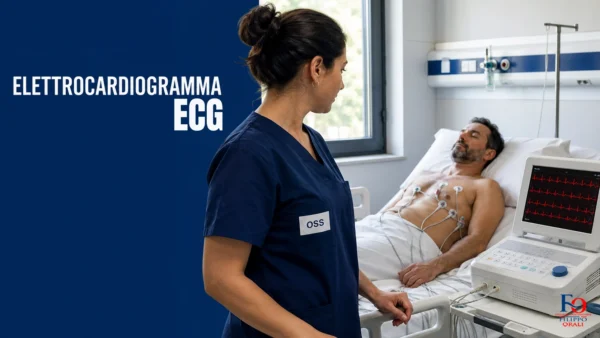 elettrocardiogramma con tracciato cardiaco sul monitor