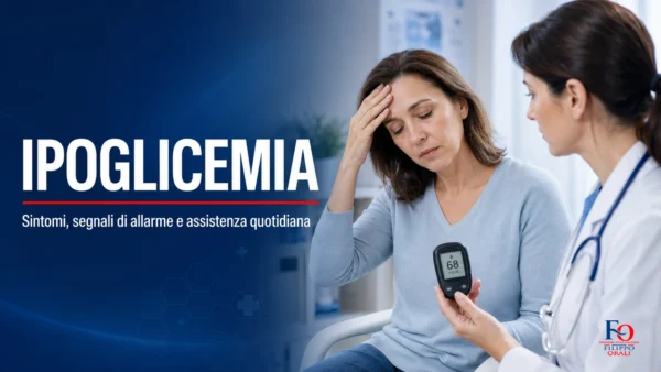 persona con sintomi di ipoglicemia e controllo della glicemia