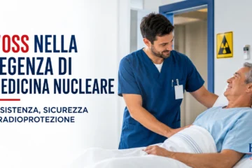 OSS assiste un paziente nella degenza di medicina nucleare con attenzione alla sicurezza e alla radioprotezione