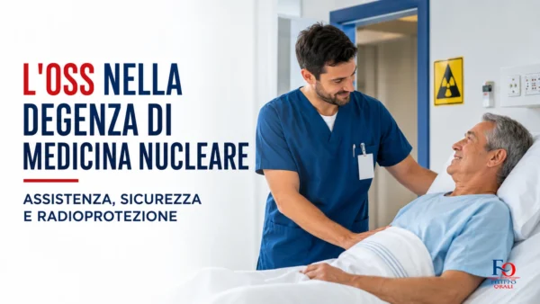 OSS assiste un paziente nella degenza di medicina nucleare con attenzione alla sicurezza e alla radioprotezione