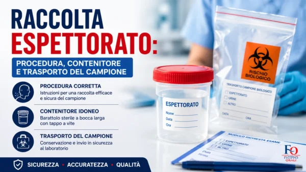raccolta espettorato con contenitore sterile per campione respiratorio