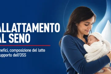 Madre con neonato per articolo su allattamento al seno, latte materno e supporto dell’OSS